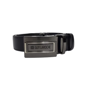 Guy Laroche เข็มขัดหนังผู้ชาย หัว AUTO LOCK สีแบลคนิเกิ้ล รุ่น BB51082S6BL