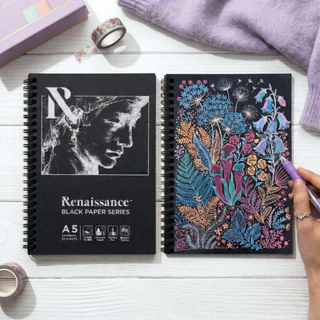 Renaissance สมุด สมุดกระดาษดำ A5 และ A4 จำนวน 1 เล่ม