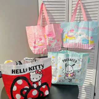 กระเป๋าช้อปปิ้ง SANRIO ลายลิขสิทธิ์แท้ 💖 สะพายไหล่ กันน้ำ Hello Kitty , My Melody , Cinnamoroll , Pochacco ☁️🛒🛍️