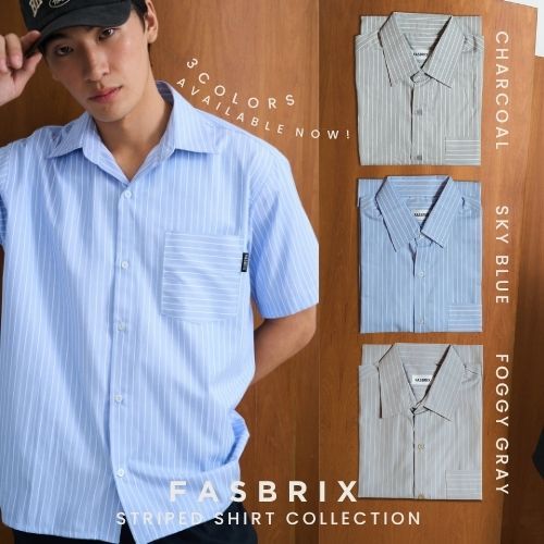 [รุ่นใหม่] FASBRIX SHIRT เสื้อเชิ้ตลายทางแขนสั้น ทรง Oversize