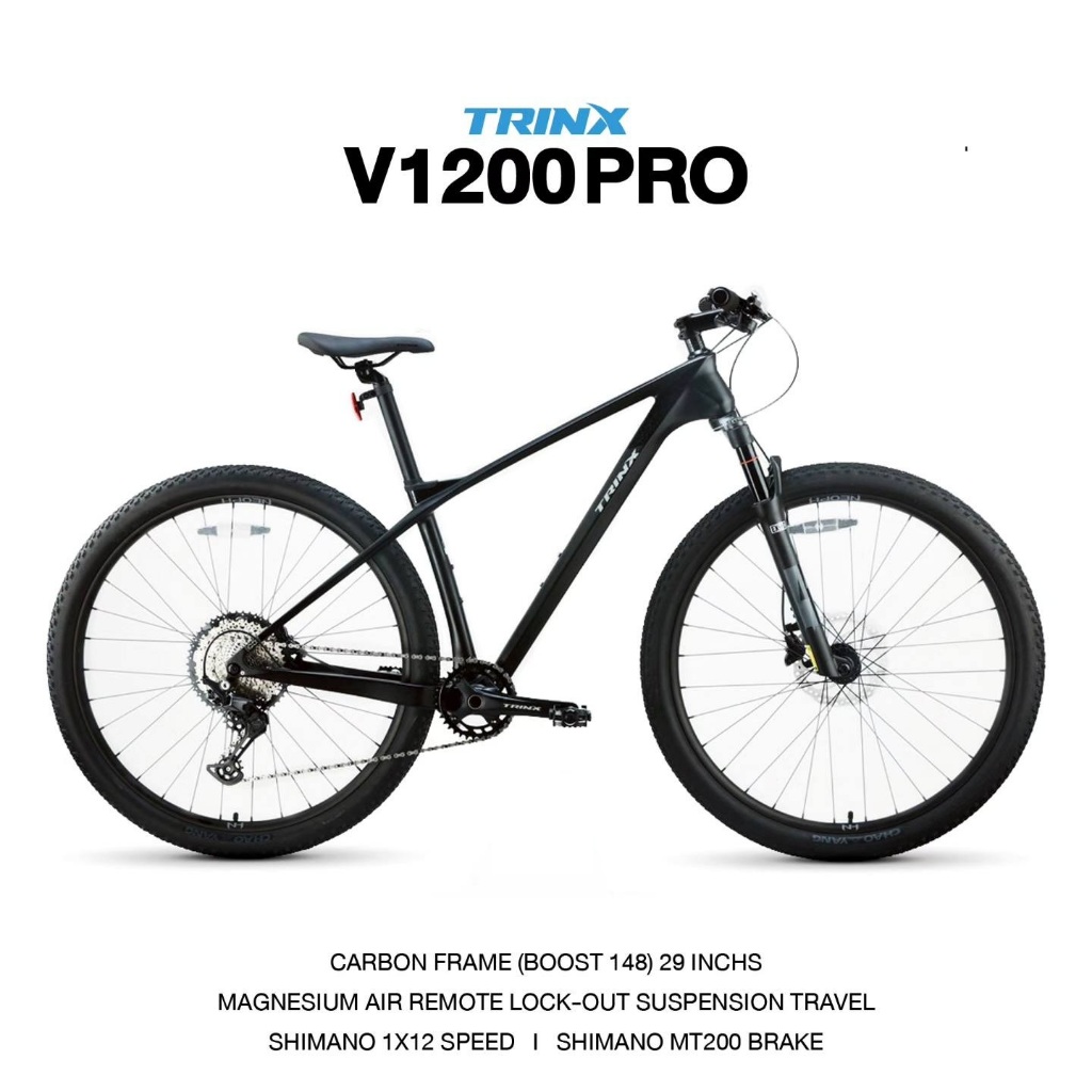 2025 TRINX V1200Pro เสือภูเขาเฟรมคาร์บอน ล้อ 29 SHIMANO Deore 1X12 speed เบรคน้ำมัน