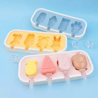 แม่พิมพ์ไอศกรีม ซิลิโคนเกรดอาหาร 4 ช่อง ถอดแยกได้ ทำไอติม ไอศกรีม น้ำแข็ง DIY ถอดง่าย ล้างง่าย