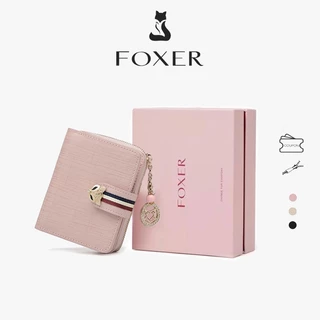 FOXER กระเป๋าสตางค์ใบสั้น 18 ช่อง ใส่บัตรเครดิต กระเป๋าสตางค์หนัง กระเป๋าสตางค์เหรียญ พร้อมฟังก์ชันป้องกัน RFID wallet
