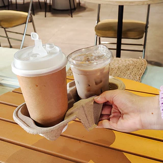 (แพ็คละ50/100) ถาดรังไข่รองแก้ว2หลุม ถาดใส่แก้วกาแฟsizeมาตรฐาน 2ช่อง แข็งแรง 8oz-22oz ฉีกได้/ไม่ได้