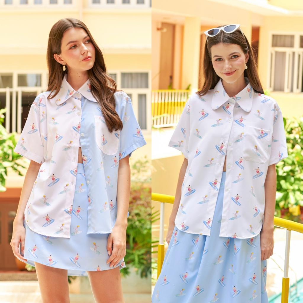 Pimnatta Fleur Shirt – เสื้อเชิ้ตสุดเก๋ มีสไตล์ เนื้อผ้านุ่มเบาสบาย แมตช์ง่าย มีกระโปรง Match Look