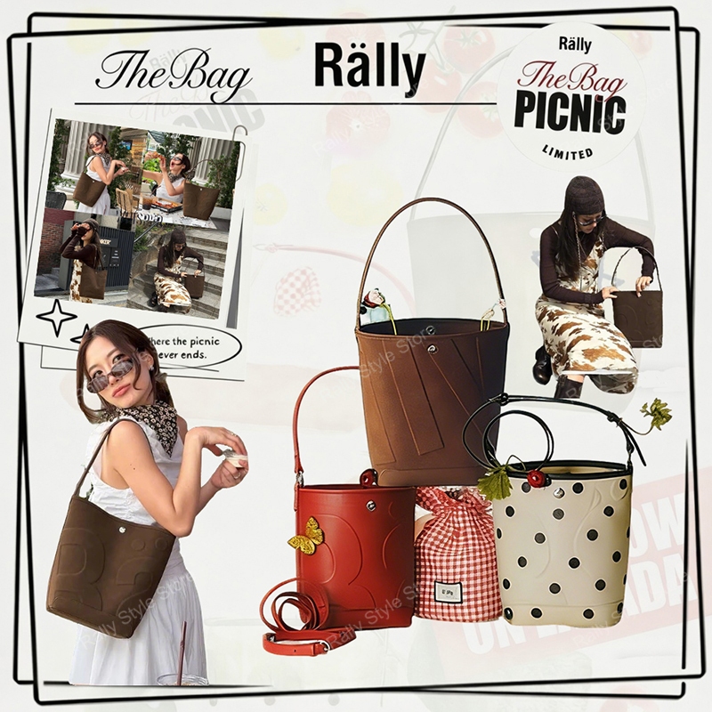 วางจำหน่ายแล้ว! ✨Rally The Bag Picnic (Limited) กระเป๋าทรงถังหนังแท้ ลาย Whisper 3 สี