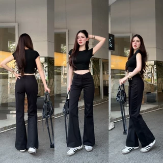 Acasey กางเกงขายาวผู้หญิง ขาม้า ผ้าคอตอน ยืดหยุ่น เอวต่ำกลาง Kiki low waist รุ่นกิกี้ ไซส์ S - 3XL