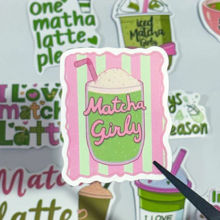 [พร้อมส่ง] สติ๊กเกอร์มัทฉะ Matcha ไดคัทเป็นชิ้นๆ 50 ชิ้น ลายน่ารักไม่ซ้ำแบบ กันน้ำ สําหรับติดตกแต่ง
