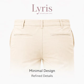 Lyris กางเกงขาสั้นวินเทจผู้ชาย สีครีม Cream Classic Fit (14 นิ้ว) เนื้อผ้าทรงเข้ารูป ใส่สบาย ไม่รัดเป้า ใส่ได้ทุกวัน