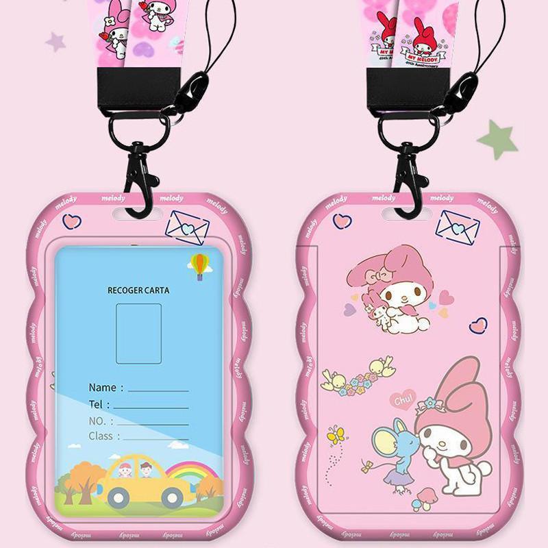 ซองใส่บัตร Sanrio น่ารัก พร้อมสายคล้องคอ ลาย Hello Kitty Kuromi Melody ที่ใส่บัตรพนักงาน บัตรนักเรียน เคสบัตร MRT