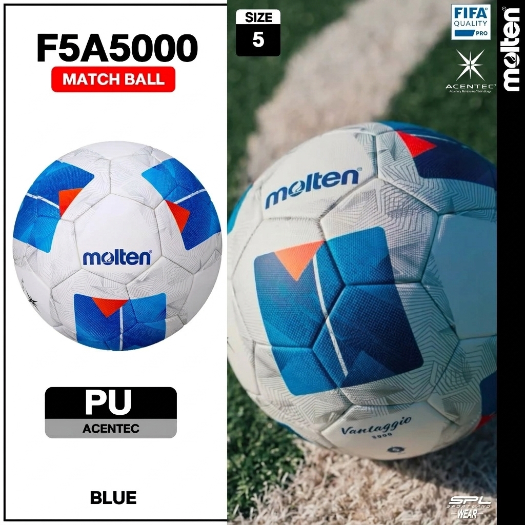 MOLTEN ลูกฟุตบอลหนัง หนังพียู  Football PU-D Th F5N5000 FIFAPRO (4300)