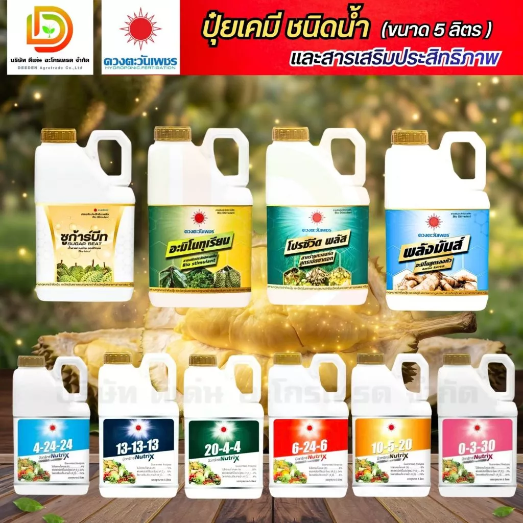 ปุ๋ยน้ำ (แกลอน 5 ลิตร) #ดวงตะวันเพชร ธาตุหลัก ธาตุรอง ธาตุเสริม ตราดวงตะวันเพชร