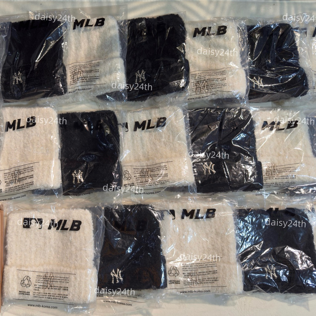 [สินค้าพร้อมส่ง] MLB รุ่นหูแมว Plush Meow Beanie หมวกไหมพรหม คาริน่า Aespa มี 3 สี | ดำ ครีม ชมพู 🇰🇷