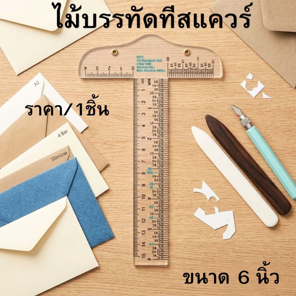 P687 ไม้ที MESIBO No.8198 ไม้บรรทัด อะคริลิคใส ตัว T 6 นิ้ว งานหัตถกรรม ศิลปะ โรงเรียน สำนักงาน ออกแบบ สถาปนิก วิศวกร SP
