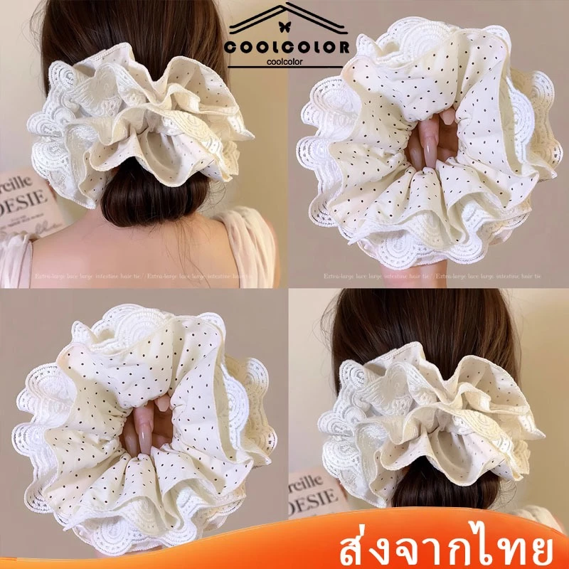 ในไทย💖ยางรัดผมลายจุดลูกไม้y2k ผมหางม้ายางรัดผมเส้นใหญ่ เครื่องประดับแฟชั่นผ้าไหม สําหรับนักเรียนหญิง.COD