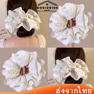 ในไทย💖ยางรัดผมลายจุดลูกไม้y2k ผมหางม้ายางรัดผมเส้นใหญ่ เครื่องประดับแฟชั่นผ้าไหม สําหรับนักเรียนหญิง.COD