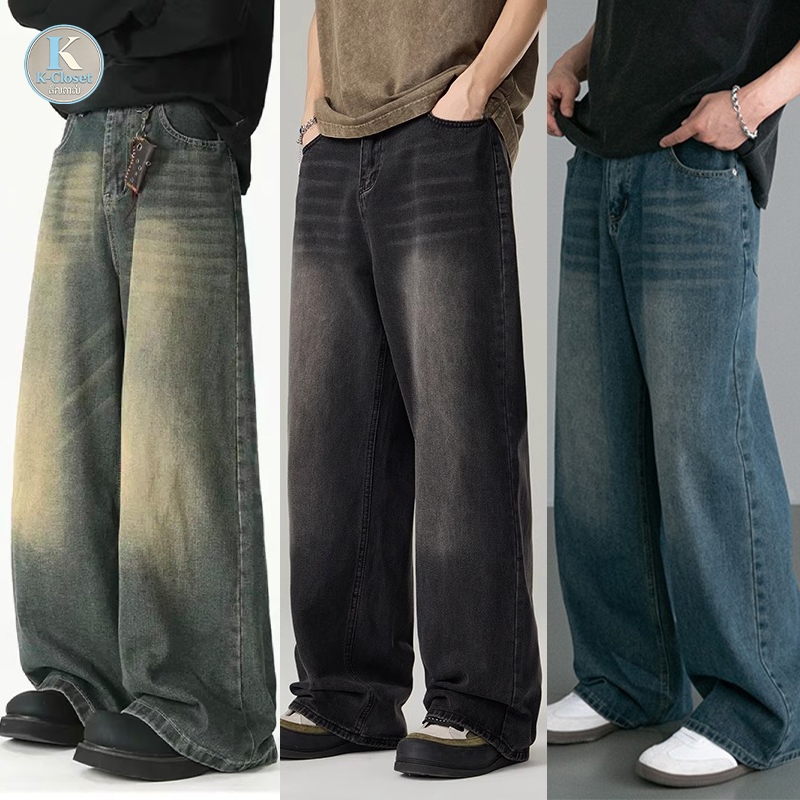 Baggy S-5XL กางเกงยีนส์ขายาวผู้ชาย ทรงขาตรง เอวสูง สไตล์เกาหลี ใส่ได้หลายโอกาส