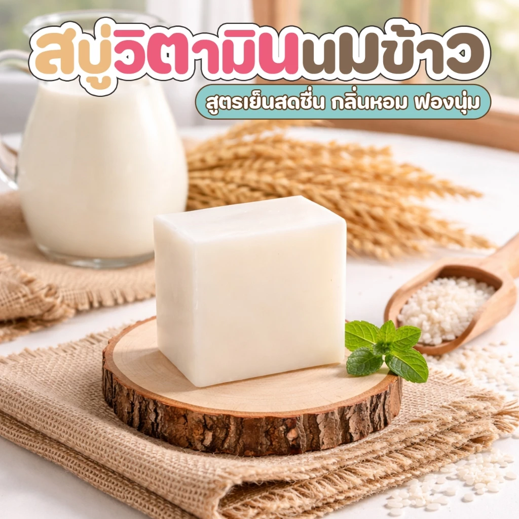 สบู่วิตามินนมข้าว สูตรผิวเนียนใส เย็นสบาย ขนาด 60g