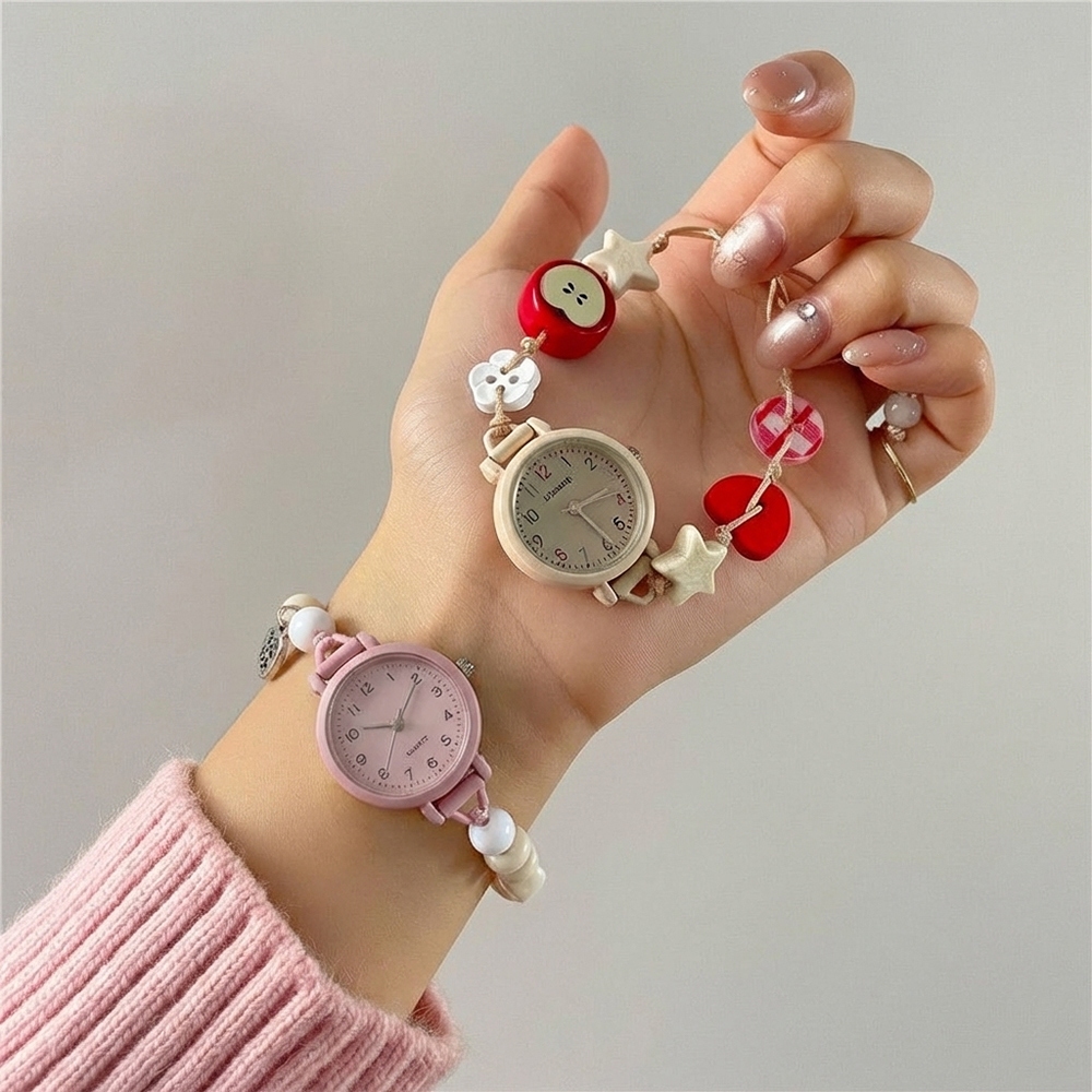 นาฬิกาข้อมือผู้หญิง สีพาสเทล สายเชือกปรับได้ Quartz Bracelet Watch น่ารัก แฟชั่น