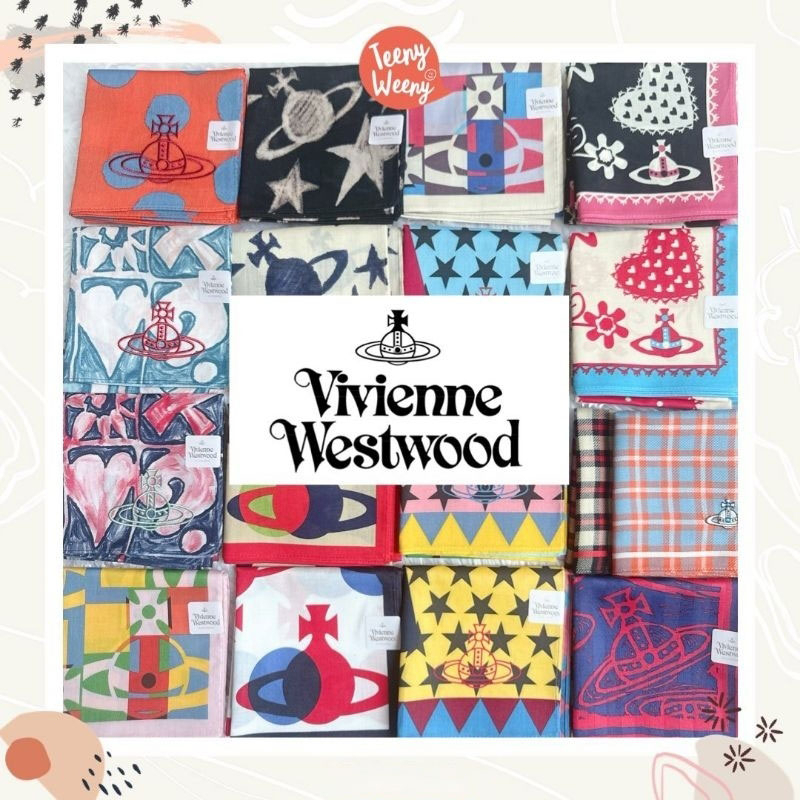 ผ้าเช็ดหน้า Vivienne Westwood ผ้าพันคอแฟชั่น ผ้าเช็ดหน้าแบรนด์ ลายหรู นุ่ม ใช้ได้หลายแบบ