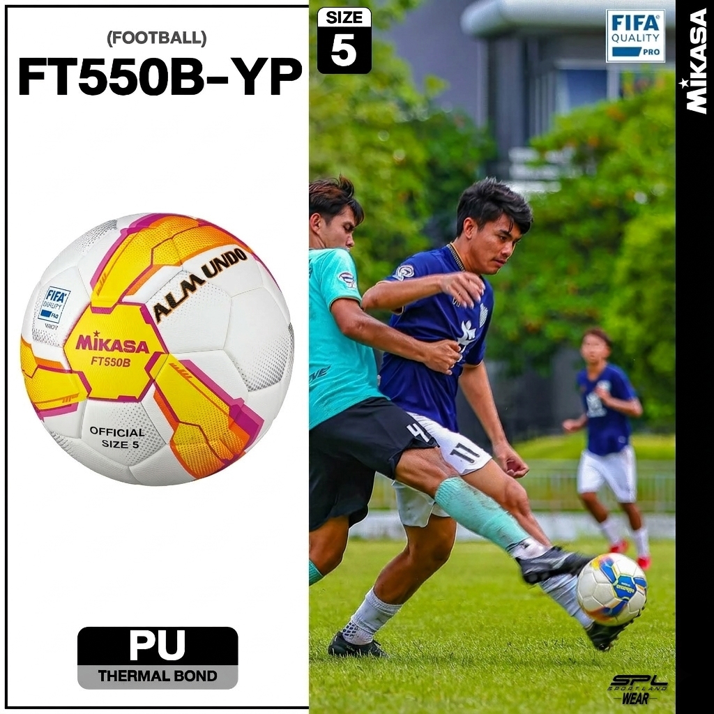 MIKASA ลูกฟุตบอลหนังมิกาซ่า Football PU #5 th FT550B-YP FIFA PRO (2760)