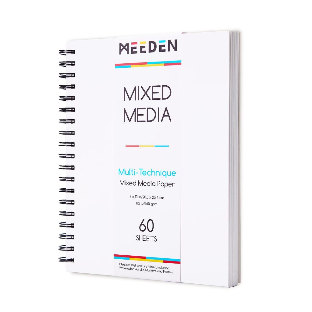 MEEDEN สมุด Mixed Media 165 แกรม ขนาด 8x10 นิ้ว กระดาษวาดภาพสำหรับสีน้ำ ดินสอ และงานศิลปะ