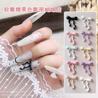อะไหล่โบว์หางยาว ตกแต่งหน้าเล็บ สีพาสเทลคละ 30ชิ้น/ห่อ สินค้าพร้อมส่ง