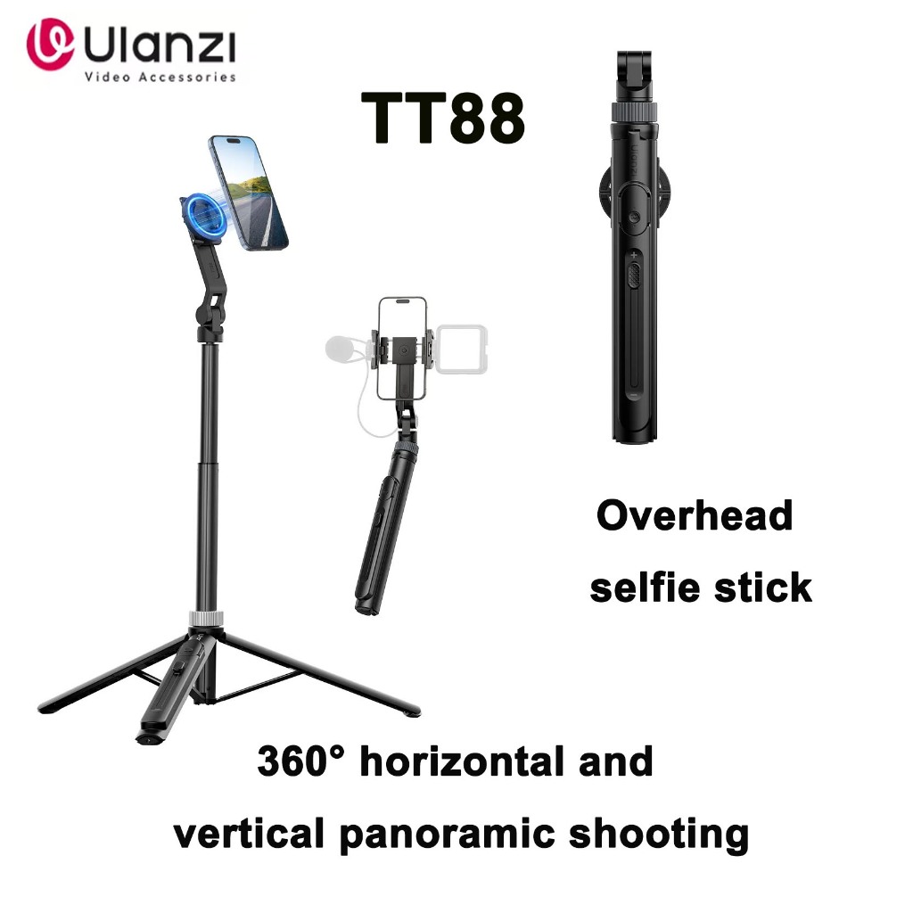 Ulanzi TT88 ขาตั้งมือถือ ไม้เซลฟี่ MagSafe พร้อมรีโมทบลูทูธ สำหรับถ่ายภาพ วิดีโอ Selfie Stick Tripod