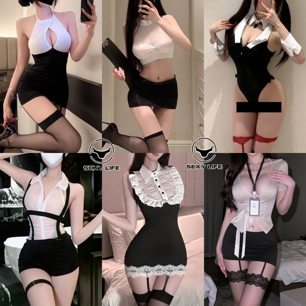 ชุดคอสเพลย์  sexy  ชุดเลขา  กระโปรงทรงเข้ารูป คอเสื้อเปิดกว้าง ผ้าโปร่ง  หลากหลายสไตล์  ยั่วยวนสามีของคุณ