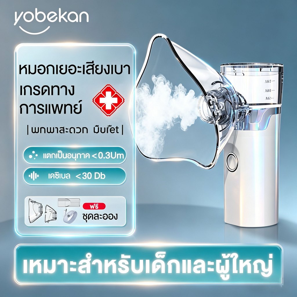 เครื่องพ่นยา Ultrasonic MESH ขนาดพกพา ระบบอัลตร้าโซนิค หายใจสะดวก โล่งคอ เครื่องพ่นยาเด็ก เครื่องพ่น
