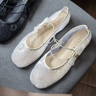 🌟 OHODOODEE 🌟 ร้องเท้า Lacy Ribbon Mary Jane (เลซี่ ริบบอน แมรี่ เจน) M563