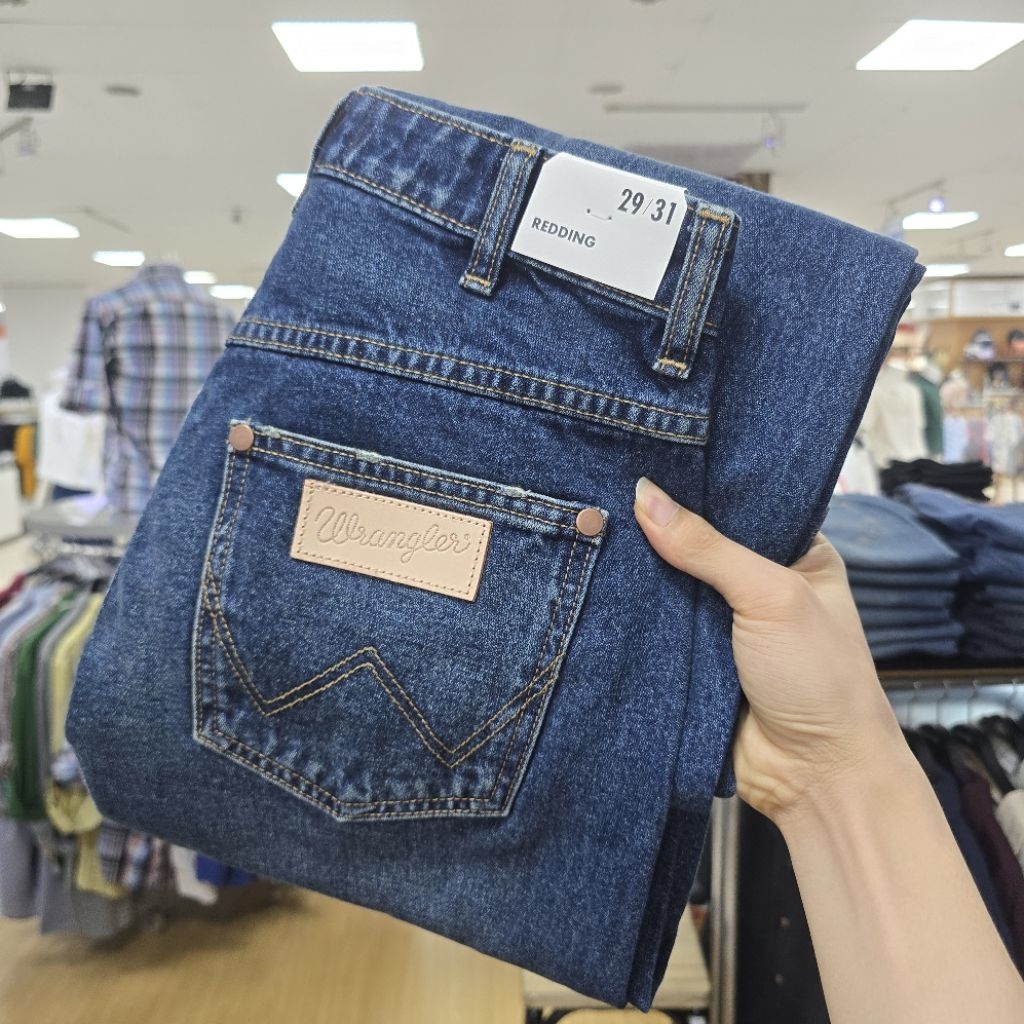 กางเกงยีนส์ Wrangler ผู้ชาย ทรงกระบอกใหญ่[REDDONG] ผ้าไม่ยืด สียีนส์ รุ่น(MREDN19)