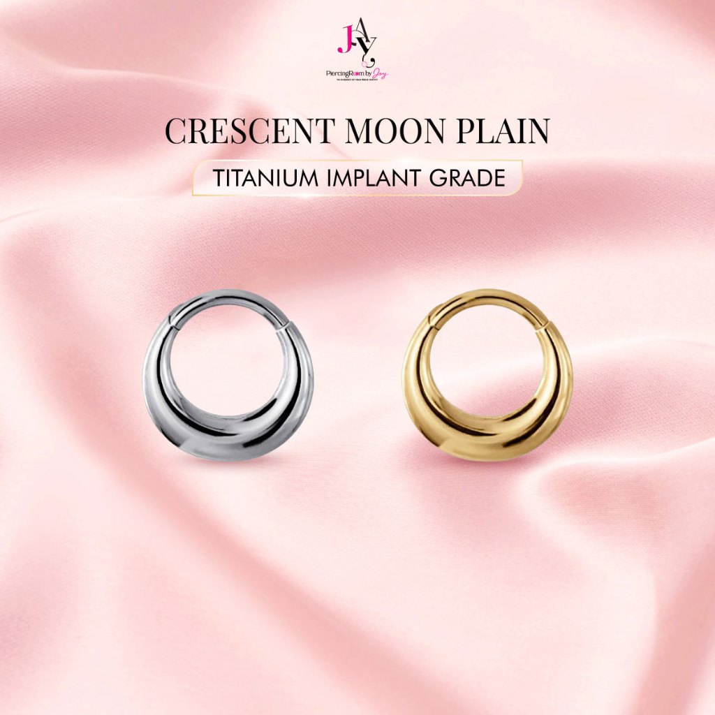 Piercingroom by Jay จิวห่วงพระจันทร์เสี้ยว Crescent Moon Plain Titanium G23 Clicker ห่วงล๊อคไททาเนียม G23 เกรดการแพทย์