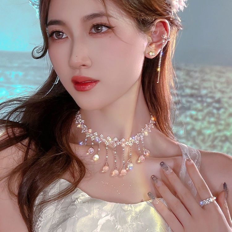 BBY 💎 สร้อยคอแคสเคดเพชรพู่ระย้า กันน้ำไม่เปลี่ยนสี ใส่ได้ทุกวัน ปัง! พร้อมส่ง S254