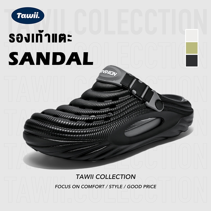 Tawii. รองเท้าแตะลําลอง UNISEX รองเท้าแตะ พื้นนุ่ม กันกระแทก รองเท้ายาง ส้นหนา 4 ซม รองเท้าหัวโต