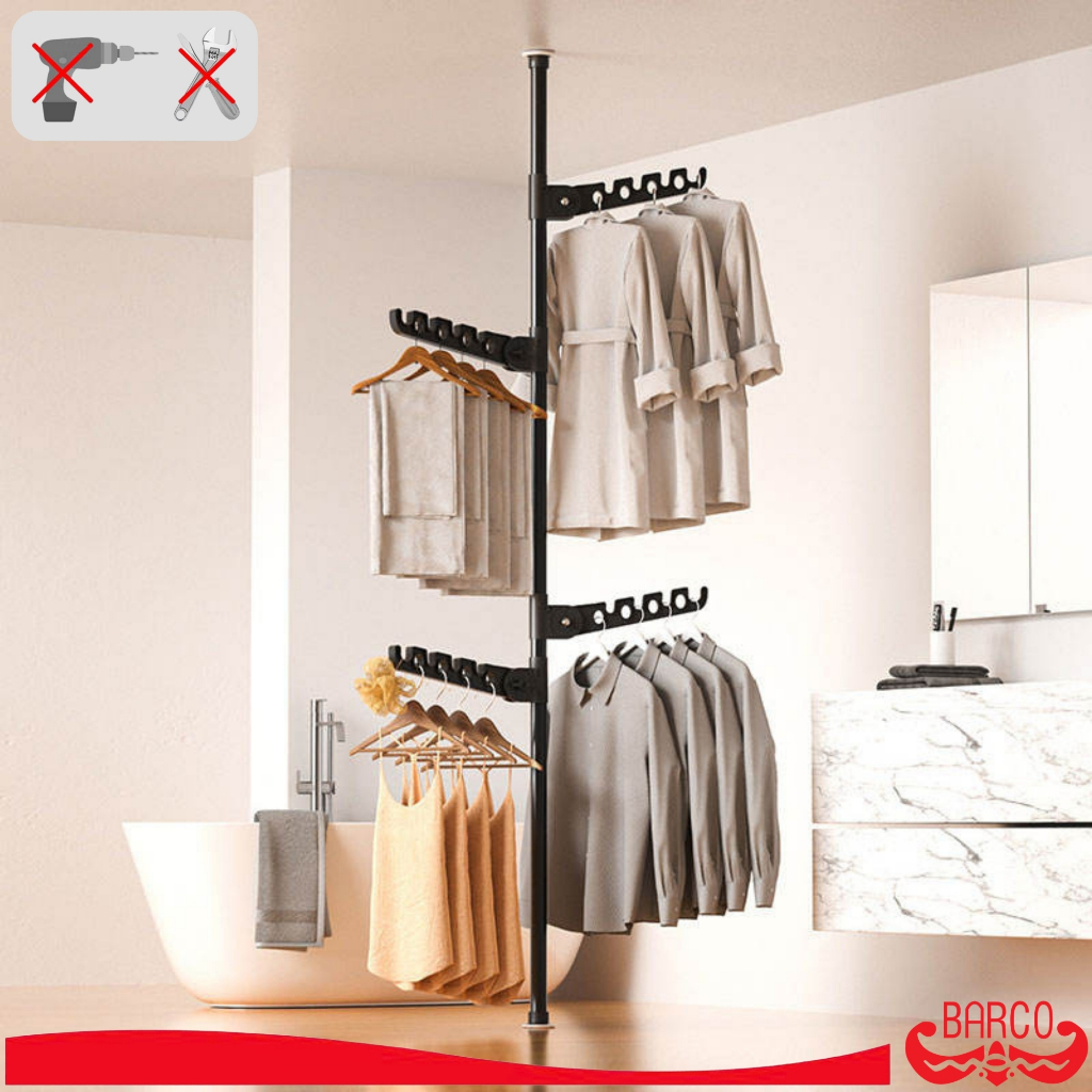 BARCO ราวแขวนผ้า แบบไม่เจาะ รุ่น 1 เสา (Vertical Coat Rack)