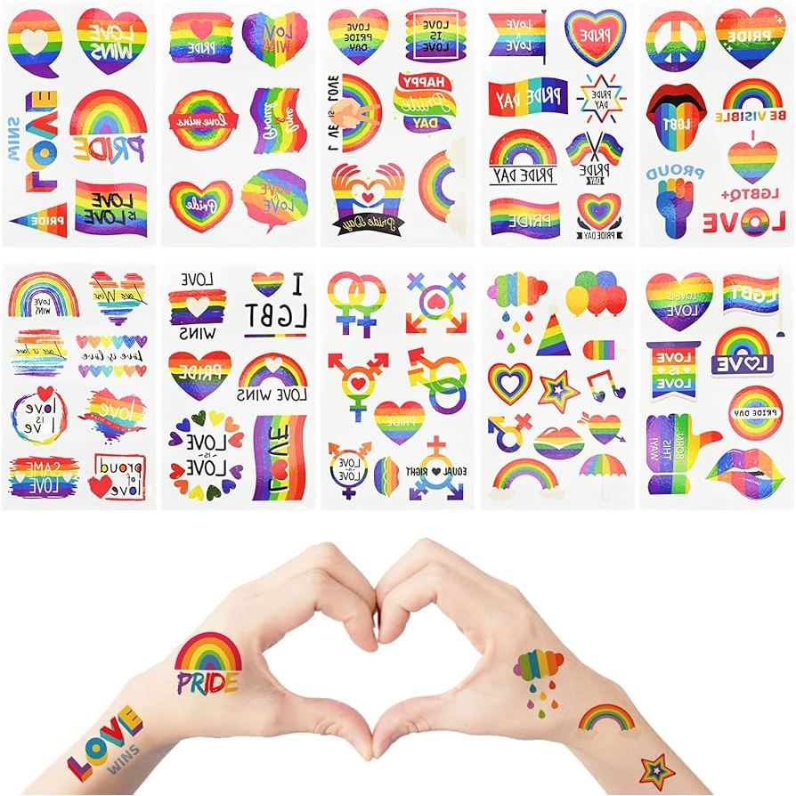 แทคทูสีรุ้ง แทคทู สีรุ้ง รอยสัก Rainbow PRIDE LGBT LGBTQ  LGBTQA Temporary Tattoo Easy Washable
