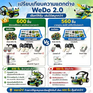 หุ่นยนต์โปรแกรมมิ่งเวอร์ชันล่าสุด WEDO2.0 บล็อกแบบอัปเกรด 600 ชิ้น แถมฟรีของขวัญ 5 แบบ（จากกรุงเทพฯ）