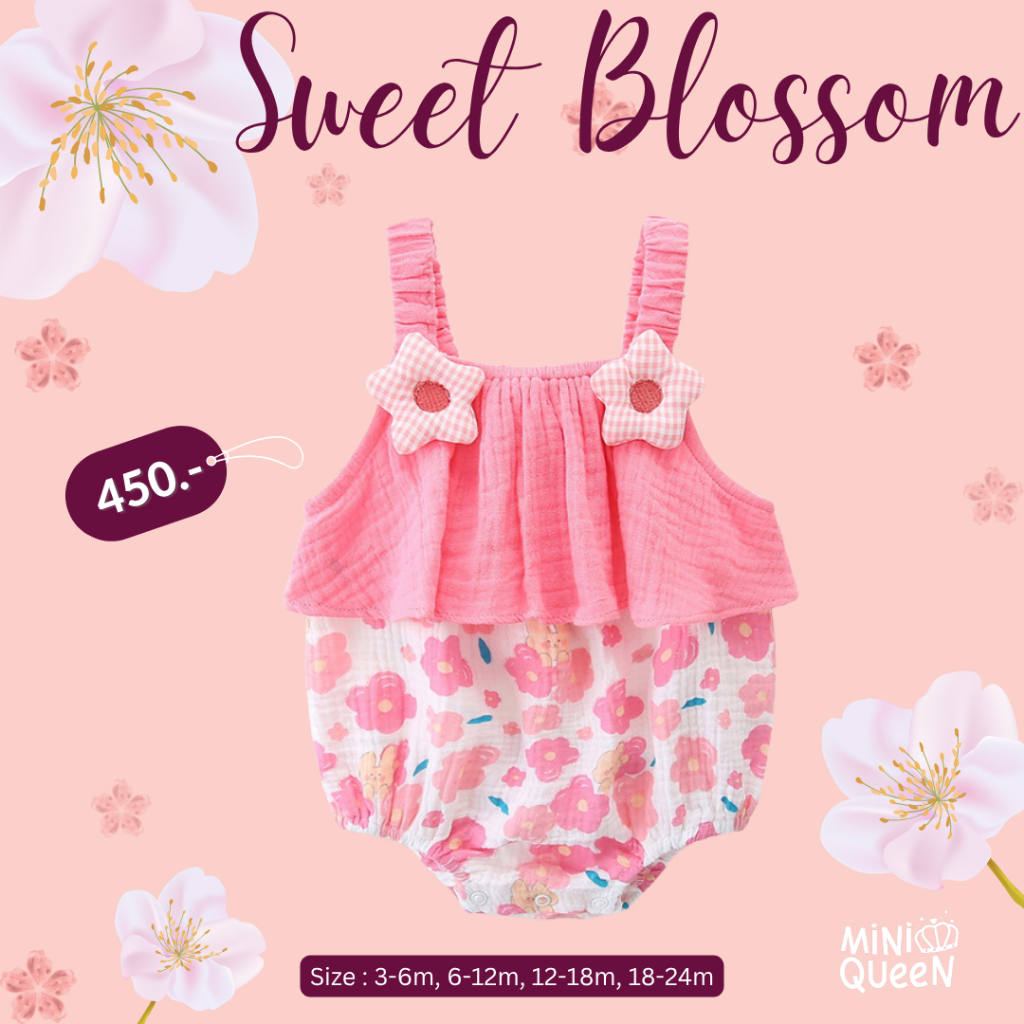 ชุดบอดี้สูทเด็กผู้หญิง ชุดบอดี้สูทเด็กอ่อน MiniQueen รุ่น Sweet Blossom (BDS00151)