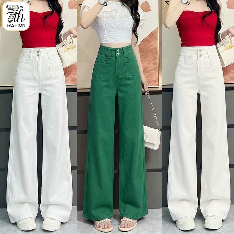 👖 สินค้าพร้อมส่ง – กางเกงยีนส์ขาสวยหญิง ทรงขาตรง เอวสูง เน้นหน้าท้องแบน ขาเรียวเล็ก ใส่สบาย ไม่อึดอัด