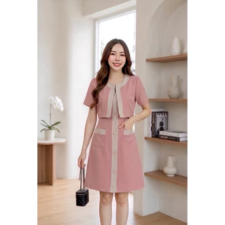 [พร้อมส่ง] Ronda dress เดรสทูโทนแต่งเสื้อครอปกระเป๋าหน้า ป้าย VERA ชุดไปงานแต่ง ชุดไปคาเฟ่ by Lamoon apparel