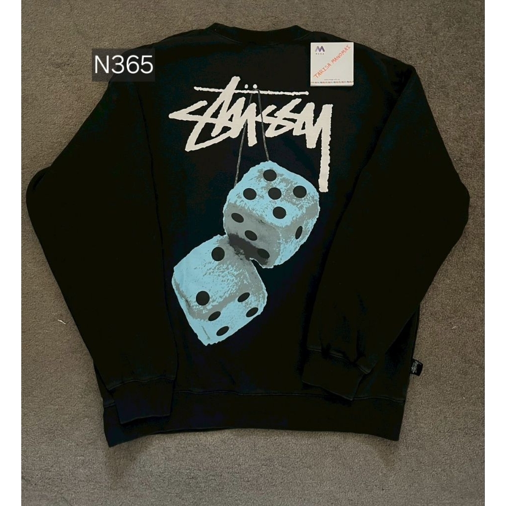 N365 Used 🚩 Stussy Fuzzy dice black Sweater AU🇦🇺 ของแท้ 100%
