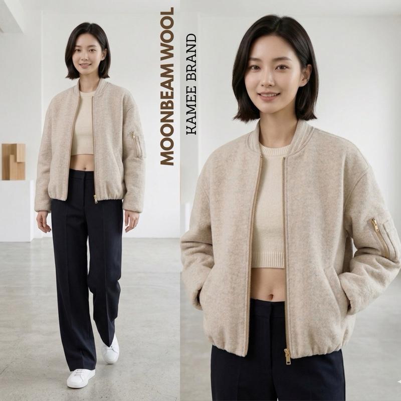 Kamee Moonbeam Wool jacket เสื้อวูลซิปหน้าทรงครอป ใส่กันหนาวอากาศ 5-10 องศา