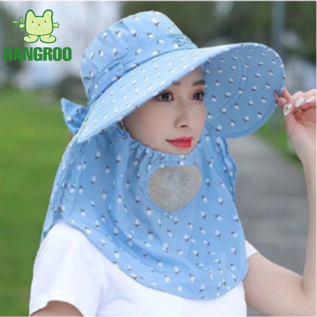 HANGROO H686 หมวกคลุมหน้าปีกกว้าง คลุมหน้า กันแดด ปลอกแขน กันลมและฝุ่น ระบายอากาศได้ดี ไม่ร้อน