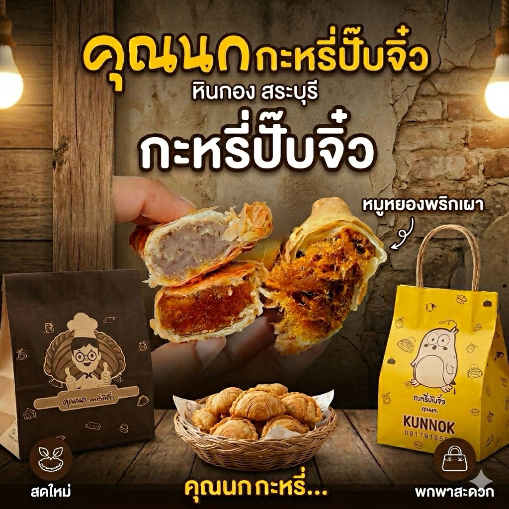 คุณนก กะหรี่พัฟจิ๋วคุณนก คละไส้ได้30ตัว/ถุง ของฝากสระบุรี กะหรี่ปั๊บคุณนก *Pre order 1-5 วัน (ปกติไม่เกิน 2 วัน)