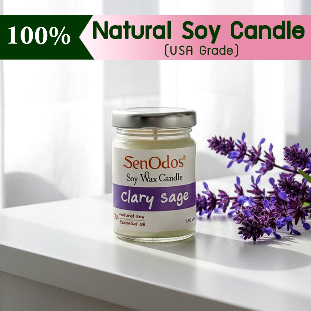 SenOdos เทียนหอมอโรม่า เทียนไขถั่วเหลือง เทียนสปา กลิ่นแครี่เซจ Aroma Clary Sage Soy Candle