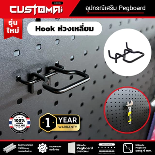 ฮุกเหล็ก Hook ห่วงเหลี่ยมใส่คีม ประแจเลื่อน กรรไกรใช้ร่วมกับ pegboard ติดตั้งง่ายแข็งแรง ( 1เซ็ตมี 2 ชิ้น)