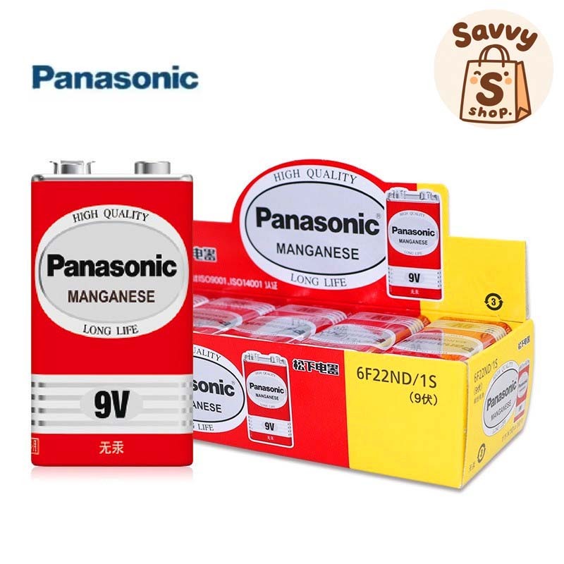 พร้อมส่ง ถ่านไฟฉาย 9V Panasonic Manganese Battery แบตเตอรี่ 9V ถ่านแดง 6F22ND