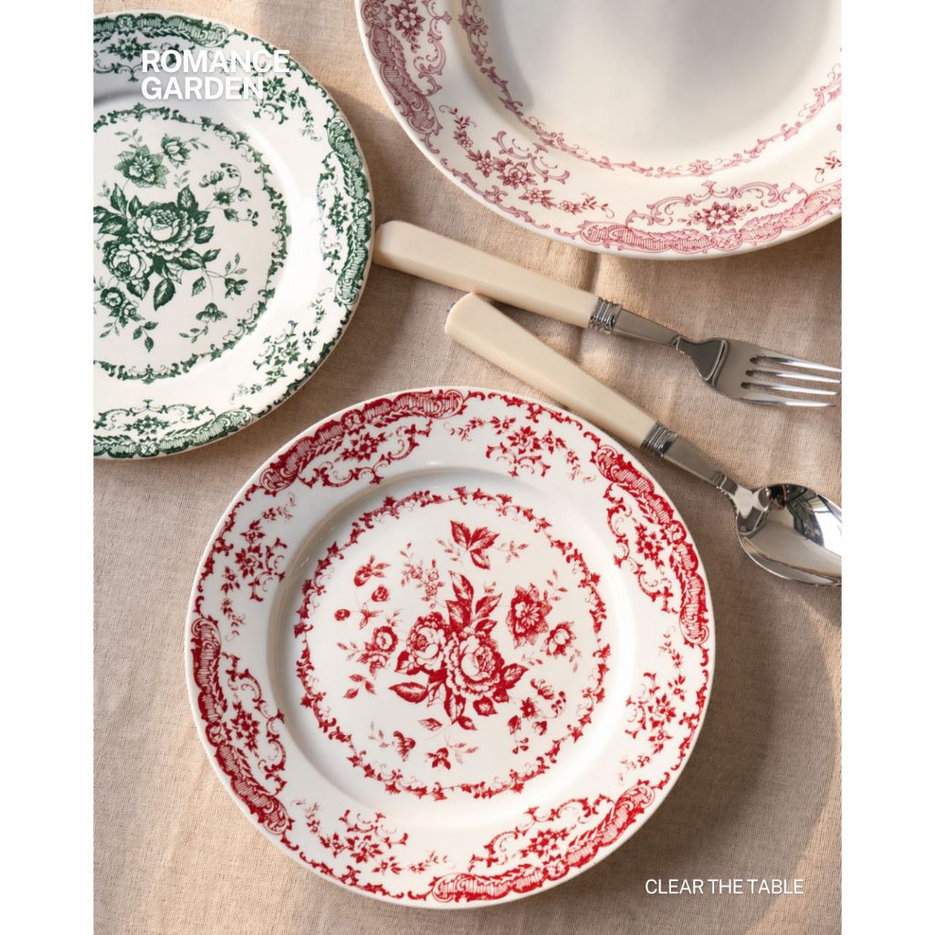 Clear The Table (พร้อมส่ง) ROMANCE GARDEN PLATE เซ็ตจานลายดอกไม้