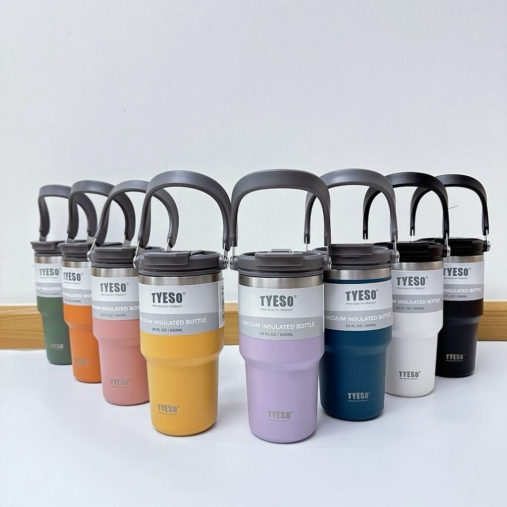 แก้วเก็บอุณภูมิ TYESO ฝารุ่นใหม่ แบบหลอดดูดหรือยกดื่ม 8สี แก้วเก็บความเย็นความจุ20oz-25oz-30oz-35oz-40oz